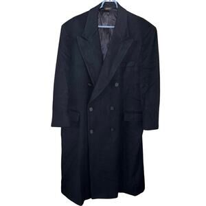 Vintage Nordstrom men’s black Loro Piana 100% Superfine Lambswool overcoat 44R